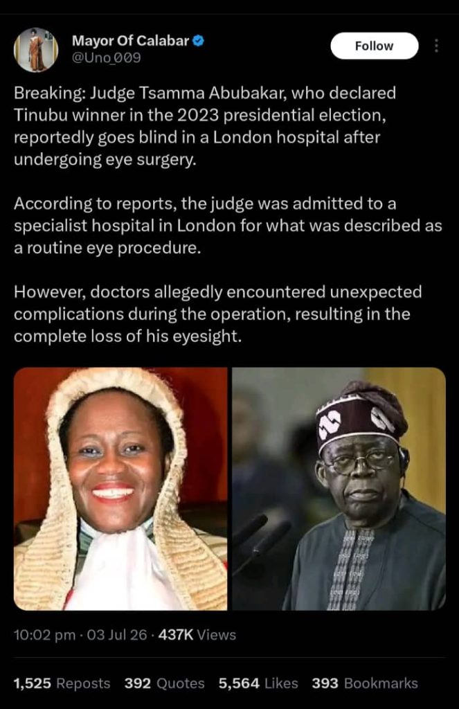 Screenshot post Mayor of Calabar