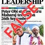 FACT-CHECK: Manipulated LEADERSHIP Newspaper Front Page Falsely Claims Peter Obi to Visit Guru Maharaj